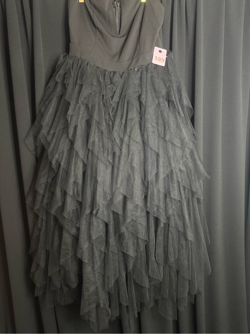 Strapless Black Tiered Tulle Dress